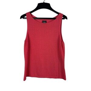Eileen Fisher Tank Top Womens S Coral Sleeveless Knit Italian Yarn Cotton Blend